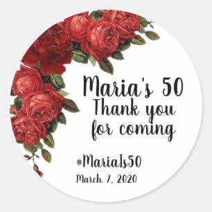 Red rose party faveur autocollant