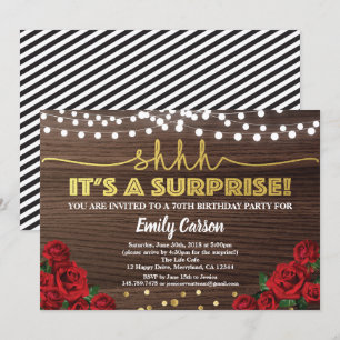 Red rose surprise 70e anniversaire invitation