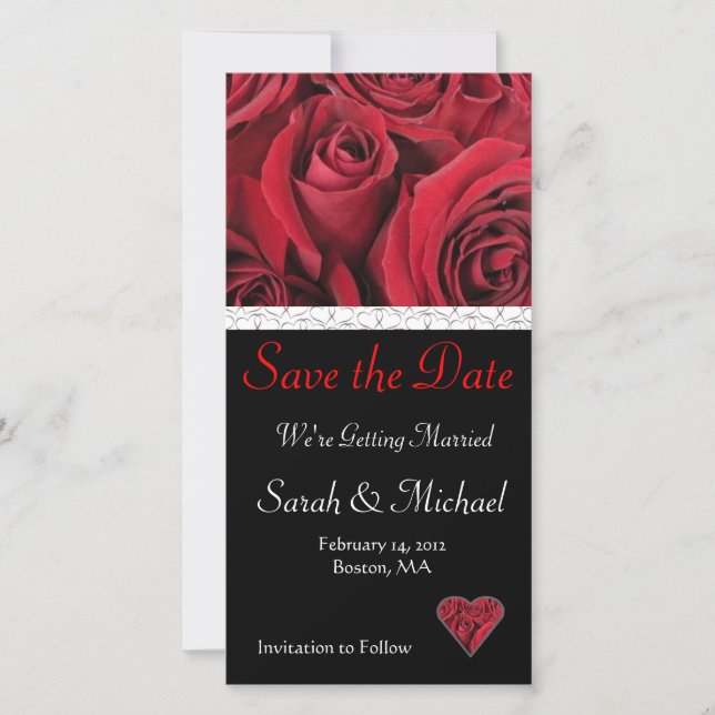 Red Rose Wedding Enregistrer la carte de date (Devant)