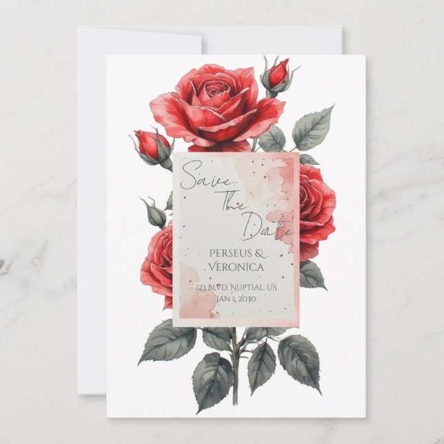 Red Rose Wedding Invitation (Devant)