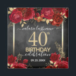 Red Roses 40th Birthday Save the Date Magnet<br><div class="desc">Enregistrez les magnets de la fête d'anniversaire Date Red Roses et or. Fête d'anniversaire florale élégante. Facile à personnaliser avec modèle. Grand rappel de fête et amis / garde de famille. Chaque année,  l'année de naissance peut être facilement changée.</div>