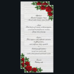 Red Roses and Pine Branch Christmas Wedding Menu<br><div class="desc">accentu ate your decor by adding a menu card. As your guests look forward to the bride and groom's entrance or the presenting of the guest of honor, they can find a menu card at their setting adds a nice touch. Personalize and create your menu by adding, and changing the...</div>