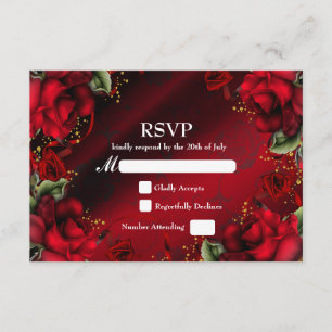 Red Roses Elégant Mariage gothique Carte RSVP