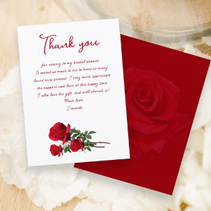 Red Roses Fête des mariées Cadeau Merci Cartes