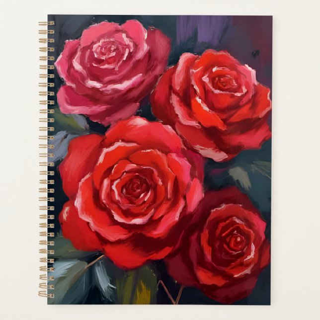 Red Roses Floral Watercolor Painted Flowers (Devant)
