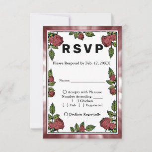 Red Roses Frame Image Red Clouds Wed RSVP & Menu