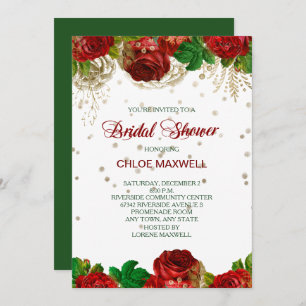 Red Roses Frontière Douche nuptiale Invitation