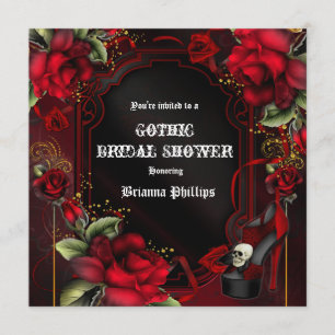 Red Roses Gothic Glam Élégante Invitation du parti
