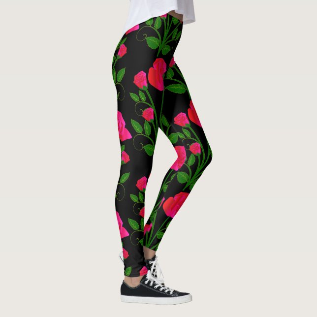 Red Roses Leggings noirs (Droite)