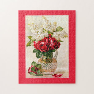 Red Roses & Lilacs Paul de Longpre Puzzle Vintage
