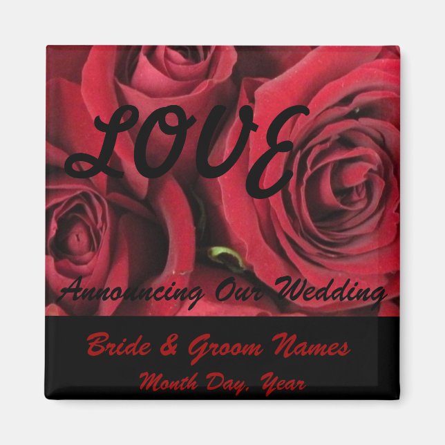 Red Roses LOVE Wedding Save the Date Magnet (Devant)