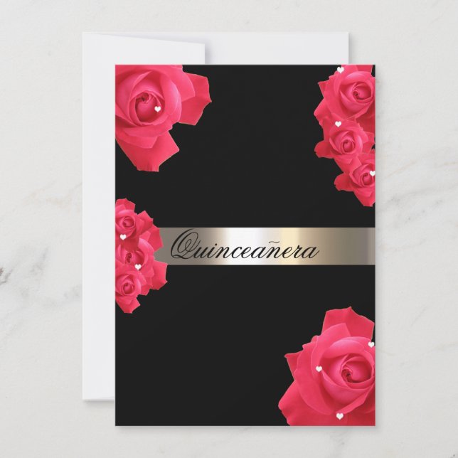 Red Roses, Quinceanera personnalisée Invitation (Devant)