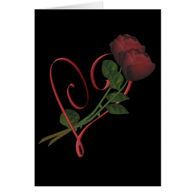 Red Roses Red Heart Elegant Card (Devant)
