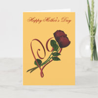 Red Roses Red Heart Flower Carte de la fête des mè