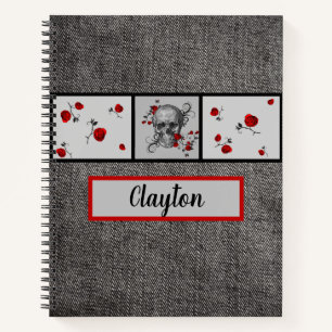 Red Roses Skull et Black Jean Carnet Arrière - pla