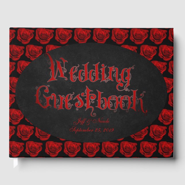 Red Roses Victorian Goth Livre d'invité Mariage (Recto)