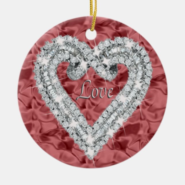 Red Round Love Diamond Heart Ornement (Devant)