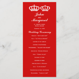 Red Royal Couple Wedding Programme