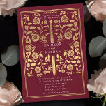 Red Royal Médiéval Faire-part de mariage or<br><div class="desc">Donnez le ton à votre mariage d'imaginaire médiéval avec un design audacieux d'invitation : une épée d'or grandiose entourée de fleurs contre un arrière - plan rouge. Parfait pour les couples rêvant d'une fête épique et romantique. Faites légendaire votre histoire d'amour dès le premier regard ! REMARQUE : l'or présenté...</div>