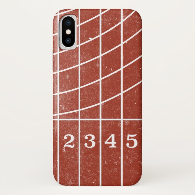 Red Running Track Distressed Style iPhone X Coque (Dos)