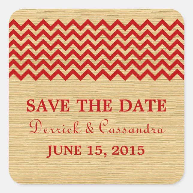 Red Rustic Chevron Enregistrer les stickers Date (Devant)