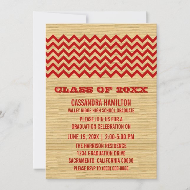 Red Rustic Chevron Invitation (Devant)