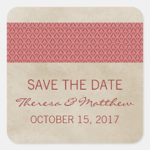 Red Rustic Damask Enregistrer les stickers Date