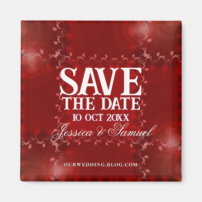 Red Rustic Save the Date Magnet (Devant)