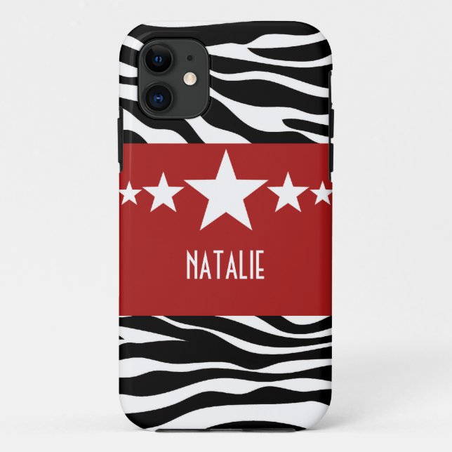 Red Sassy Star Zebra BT iPhone 5 Coque (Dos)
