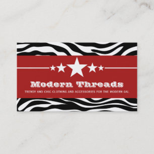Red Sassy Star Zebra Carte de visite d'impression