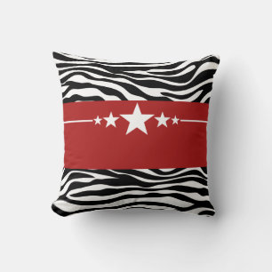 Red Sassy Star Zebra Coussin