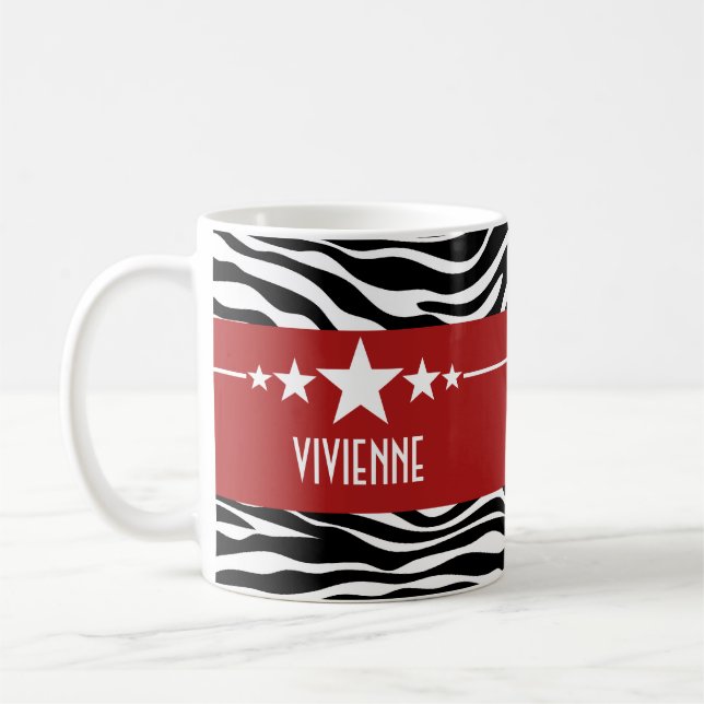 Red Sassy Star Zebra Mug (Gauche)