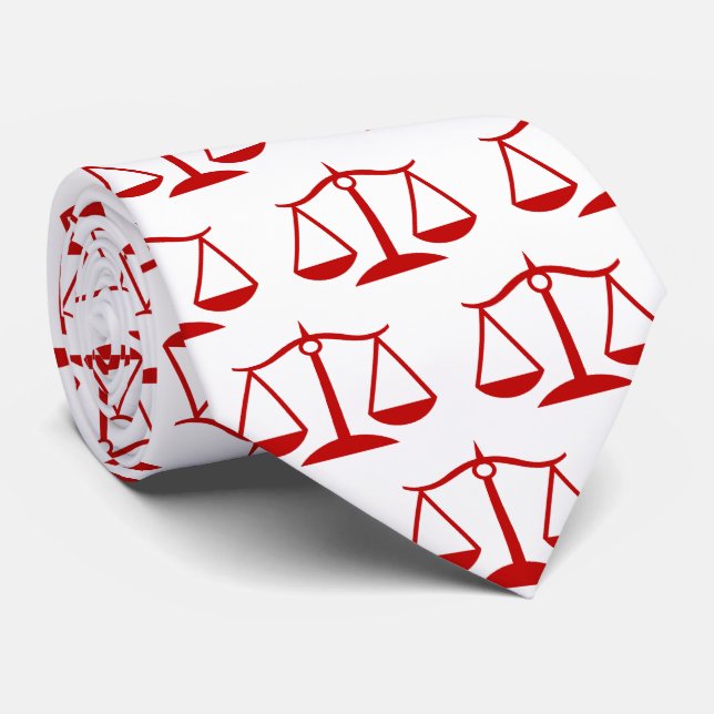 Red Scales of Justice Avocat Juge Cravate juridiqu (Roulé)