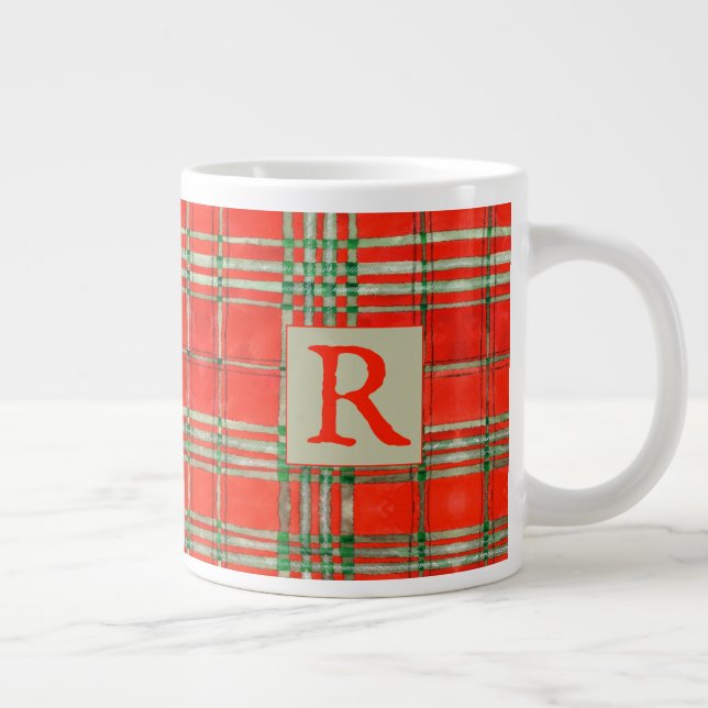 RED SCOTT TARTAN Big Mug + Initial (Droite)