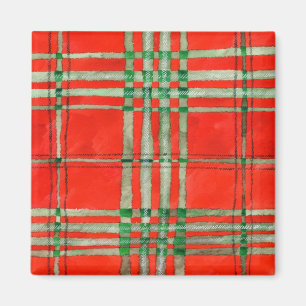 RED SCOTT TARTAN Carré Magnet
