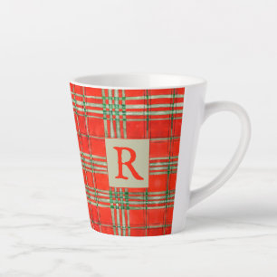 RED SCOTT TARTAN Latte Mug + Initial
