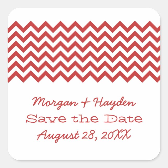 Red Simple Chevron Enregistrer les stickers Date (Devant)
