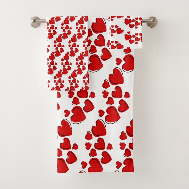 Red Sketchy Hearts Design Ensemble de serviettes d (En situation)