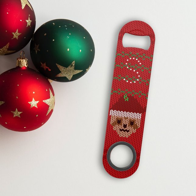Red Sloth Christmas Holiday Bar Key Bottle Opener (A cute Santa sloth bottle opener with space for your initial)