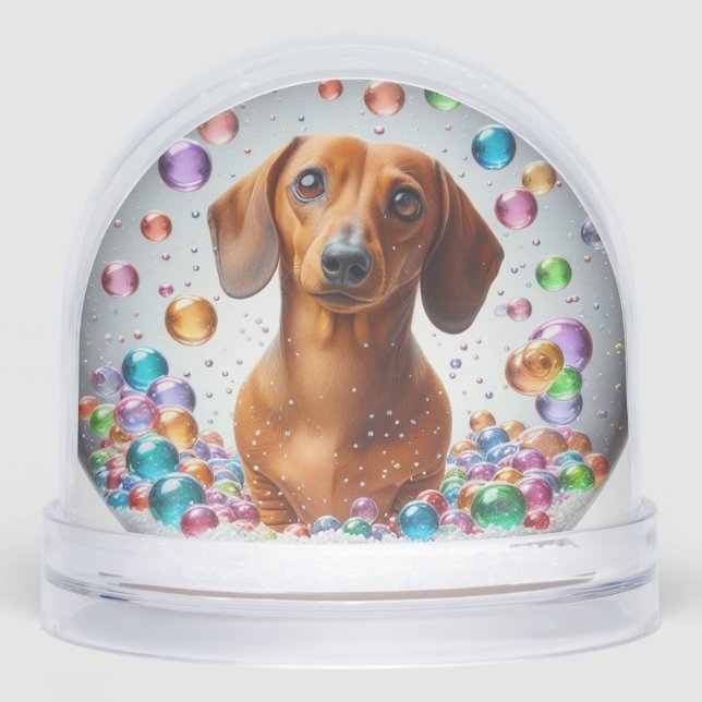 RED SMOOTH COAT DACHSHUND SNOW GLOBE (Avant)