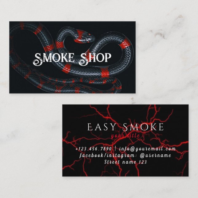 Red Snake Smoke Shop Vape Carte de visite (Devant / Derrière)