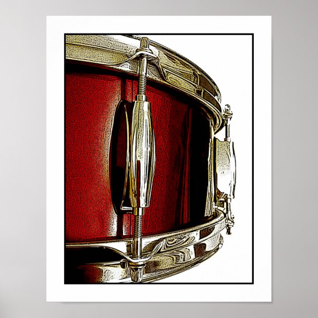 Red Snare Drum Print Drummer Musician Poster (Devant)