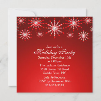 Red Snowflake Fête Invitation