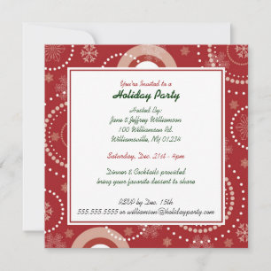 Red Snowflake Swirls Fête Invitations