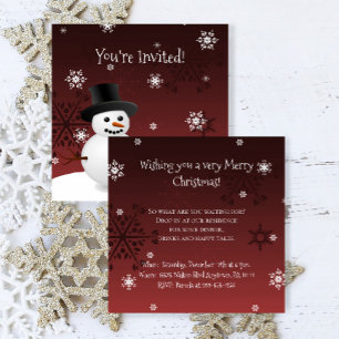 Red Snowman hiver scène Noël Invitation