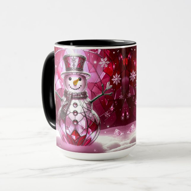Red Snowman Snowflakes Holiday Mug (Devant gauche)