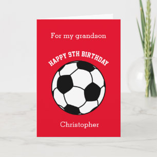 Red Soccer Sport 9e carte d'anniversaire