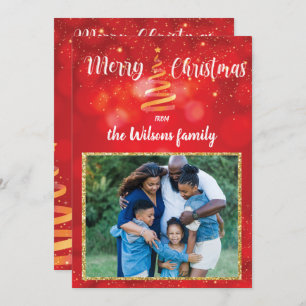 Red Sparkles Noël Famille Carte de voeux photo