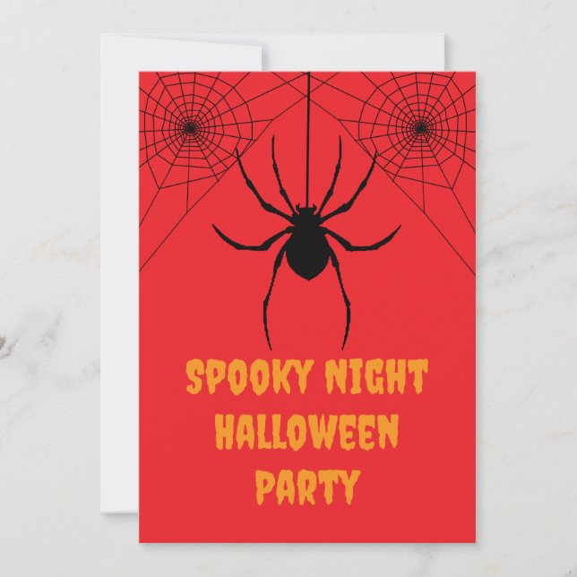 Red Spider Spooky Halloween Party Invitation (Devant)