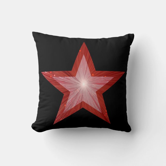 Red Star blanc lancer oreiller carré noir dos (Recto)